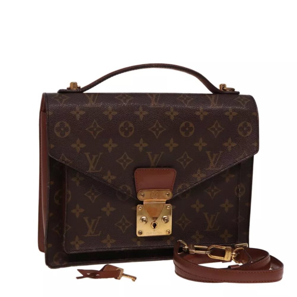 Louis Vuitton Monogram Top Handle Satchel in Brown with Gold Hardware